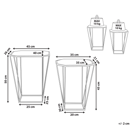 Set de 2 mese laterale SIERRA Sticlă Auriu [2]