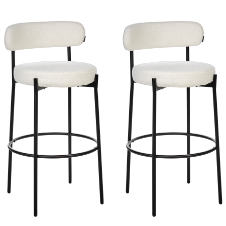Set of 2 bar chairs ALLISON Boucle White [3]