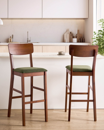 Set de 2 scaune de bar AMBLER Lemn Maro închis/Verde [0]