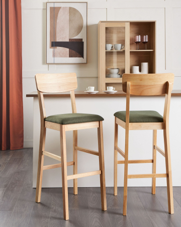 Scaun de bar - Set of 2 bar chairs AMBLER Light Brown/Green