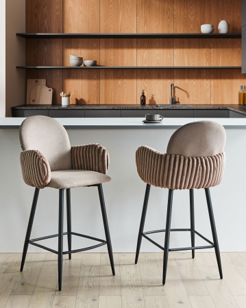 Armchairs - Set of 2 AMITY bar stools Taupe