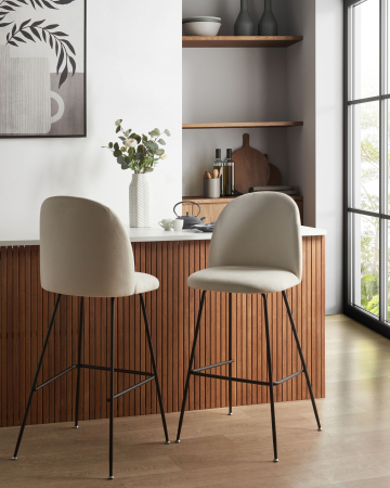 Scaun de bar - Set of 2 Bar Chairs ARCOLA Velvet Off-White