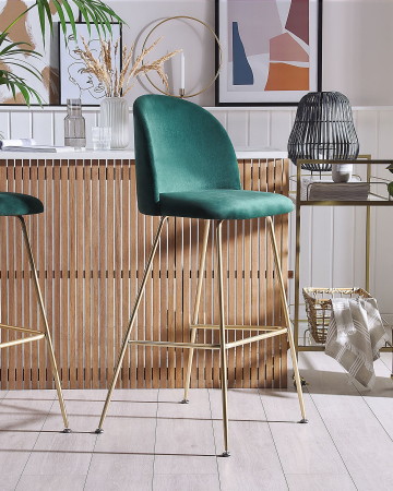 Scaun de bar - Set de 2 scaune de bar ARCOLA Catifea Verde smarald