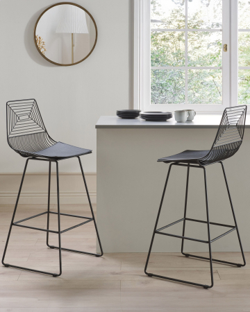 Scaun de bar - Set de 2 scaune de bar BISBEE Metal Negru