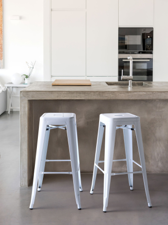 Scaune - Set de 2 scaune de bar CABRILLO Metal Alb