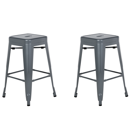 Set of 2 Bar Chairs CABRILLO Metal Grey [1]
