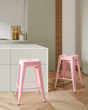 Scaun de bar - Set of 2 bar stools CABRILLO Metal Pink
