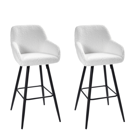 Set of 2 Bar Stools CASMALIA Boucle Off-White [3]