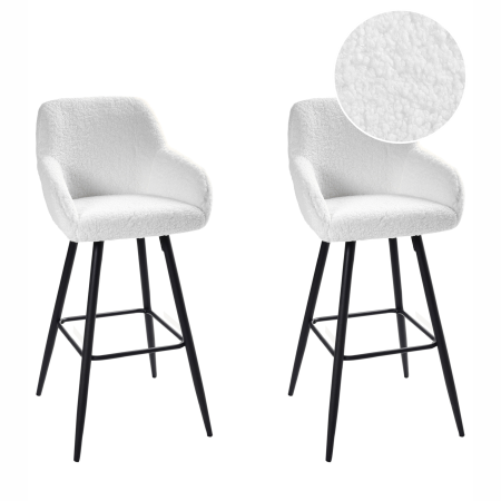 Set of 2 Bar Stools CASMALIA Boucle Off-White [1]