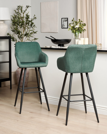 Scaun de bar - Set of 2 Bar Stools CASMALIA Velvet Dark Green