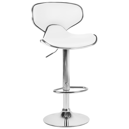 Set de 2 scaune de bar CONWAY Piele ecologică Pivotant Alb [3]