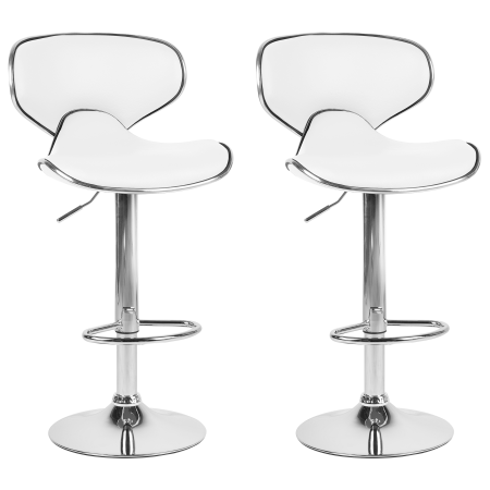 Set de 2 scaune de bar CONWAY Piele ecologică Pivotant Alb [1]