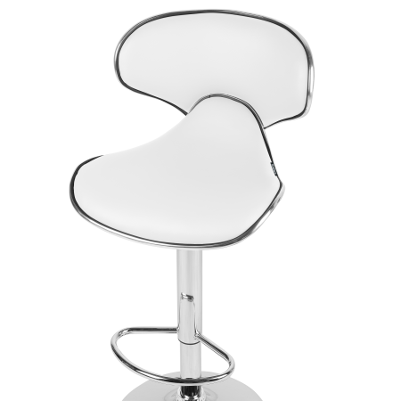 Set de 2 scaune de bar CONWAY Piele ecologică Pivotant Alb [6]