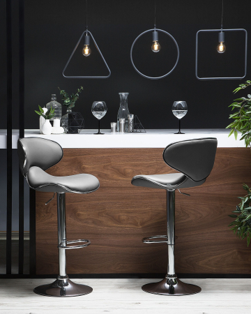 Set of 2 bar chairs CONWAY Eco-leather Swivel Grey [0]