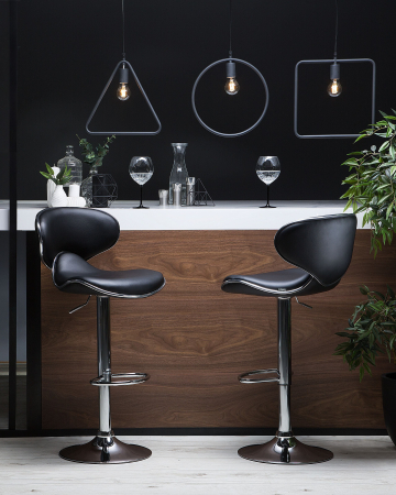 Set de 2 scaune de bar - Set of 2 Bar Stools CONWAY Eco-Leather Swivel Black