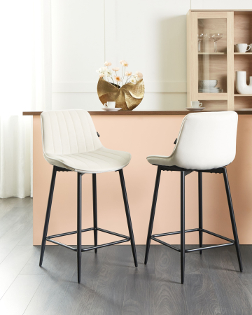 Scaun de bar - Set of 2 bar stools DUBROVNIK Velvet Light Beige