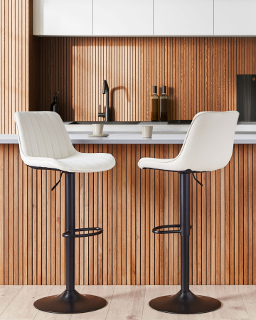 Set de 2 scaune de bar - Set of 2 Bar Stools DUBROVNIK Velvet Swivel Light Beige