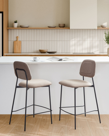 Scaun de bar - Set de 2 scaune de bar DUETTE In sintetic Taupe