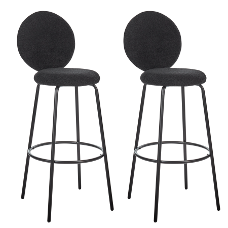 Set of 2 EMERY bar stools Boucle Black [3]
