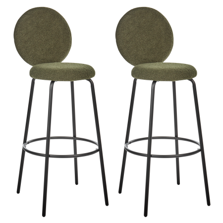 Set of 2 EMERY Boucle bar stools Dark green [3]