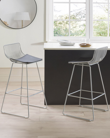 Scaun de bar - Set de 2 scaune de bar FREDONIA Metal Argintiu