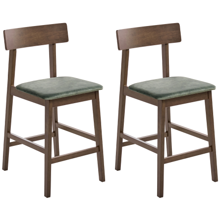 Set of 2 ISANTI Bar Stools Wood Dark Brown/Green [1]