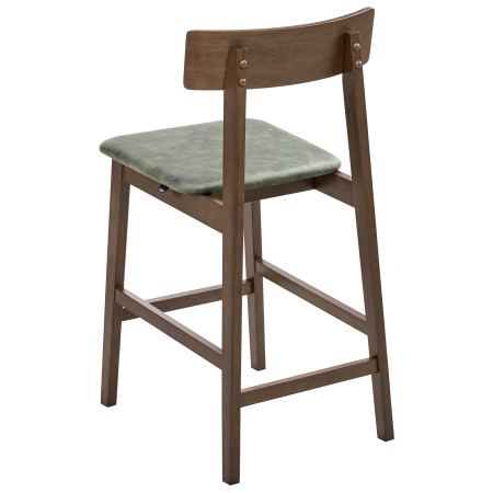 Set of 2 ISANTI Bar Stools Wood Dark Brown/Green [5]