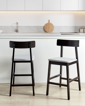Casă & Locuință - Set de 2 scaune de bar ISANTI Lemn Negru/Gri