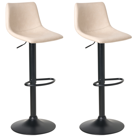 LEBRIJA bar chair set of 2 Eco-leather Swivel Light beige [1]