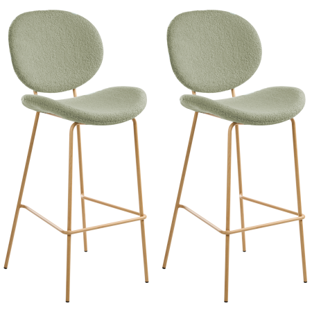 Set de 2 scaune de bar LUANA Boucle Verde deschis [3]