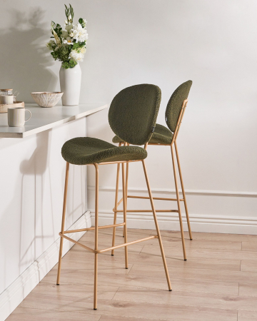 Set of 2 bar chairs LUANA Boucle Dark Green [0]