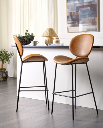 Scaun de bar - Set of 2 Bar Chairs LUANA Eco Leather Golden Brown