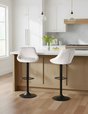 Set de 2 scaune de bar - Set de 2 scaune de bar MEDULIN  Pivotant Gri deschis