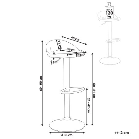 Set de 2 scaune de bar MEEDER Piele ecologică Pivotant Bej deschis [2]