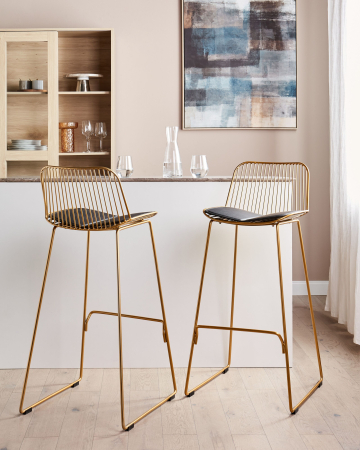 Scaun de bar - Set of 2 bar chairs PENSACOLA Metal Gold