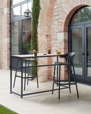 Scaun de bar - Set of 2 outdoor bar stools GUBBIO Black