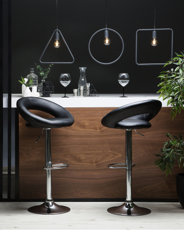 Set de 2 scaune de bar - Set of 2 PEORIA bar stools Eco leather Swivel Black