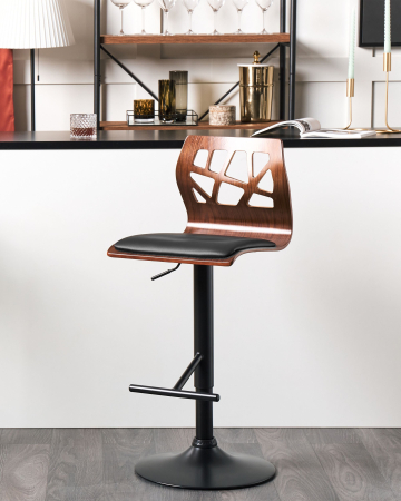 Set de 2 scaune de bar - Set of 2 Bar Chairs PETERSBURG Eco Leather Swivel Black