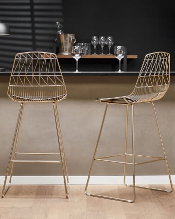 Scaun de bar - Set de 2 scaune de bar PRESTON Metal Auriu