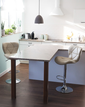 Set de 2 scaune de bar VALETTA Piele ecologică Pivotant Bej deschis [0]