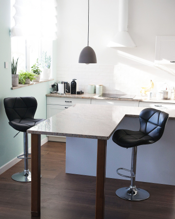 Armchairs - Set of 2 VALETTA Bar Stools Eco-Leather Swivel Black