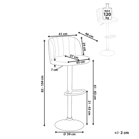 Set de 2 scaune de bar VLORE Piele ecologică Pivotant Maro [2]