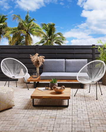 Fotoliu tip tub - Set of 2 garden chairs ACAPULCO II Synthetic rattan White