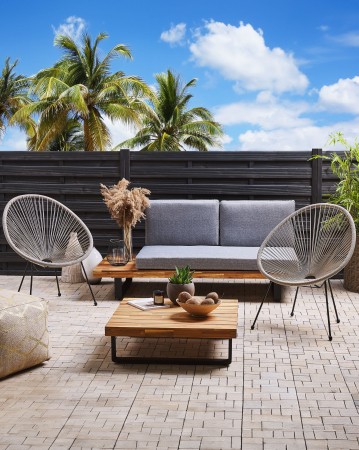 Fotoliu tip tub - Set of 2 Garden Chairs ACAPULCO II Synthetic Rattan Light Grey