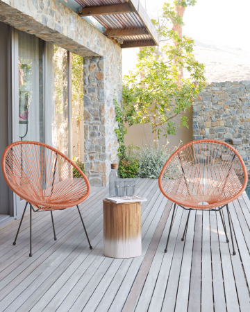 Fotoliu tip tub - Set of 2 garden chairs ACAPULCO II Synthetic rattan Orange