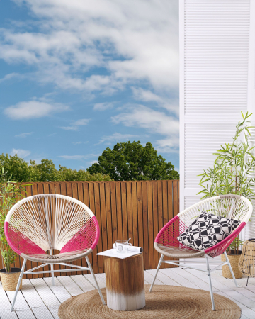 Fotoliu tip tub - Set de 2 scaune de grădină ACAPULCO Ratan sintetic Roz fucsia