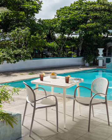 Scaun dining - Set of 2 Garden Chairs POVOLETTO Synthetic Material Light Brown