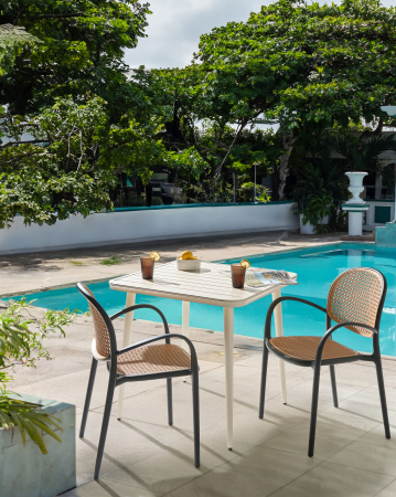 Scaun dining - Set of 2 garden chairs POVOLETTO Synthetic material Black