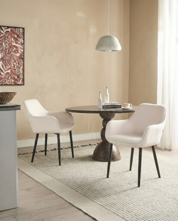 Casă & Locuință - Set de 2 scaune dining ALDEN Boucle Alb