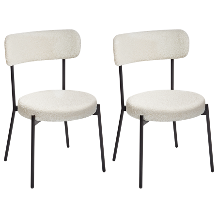 Set of 2 dining chairs ALLISON Boucle White [3]